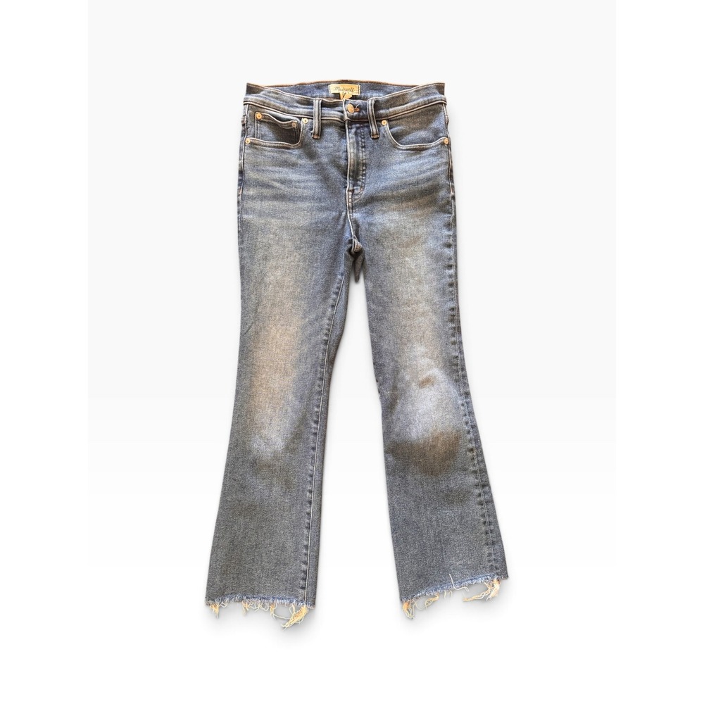 Madewell Cali Demi-Boot Jeans 28 High Rise Raw Hem Medium Wash Stretch Denim